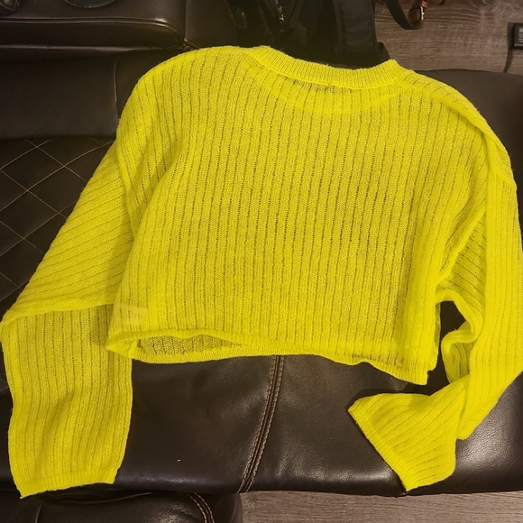 Women's Crewneck Open Knit Cropped Pullover - Wild Fable Lime Green - Picture 4 of 4